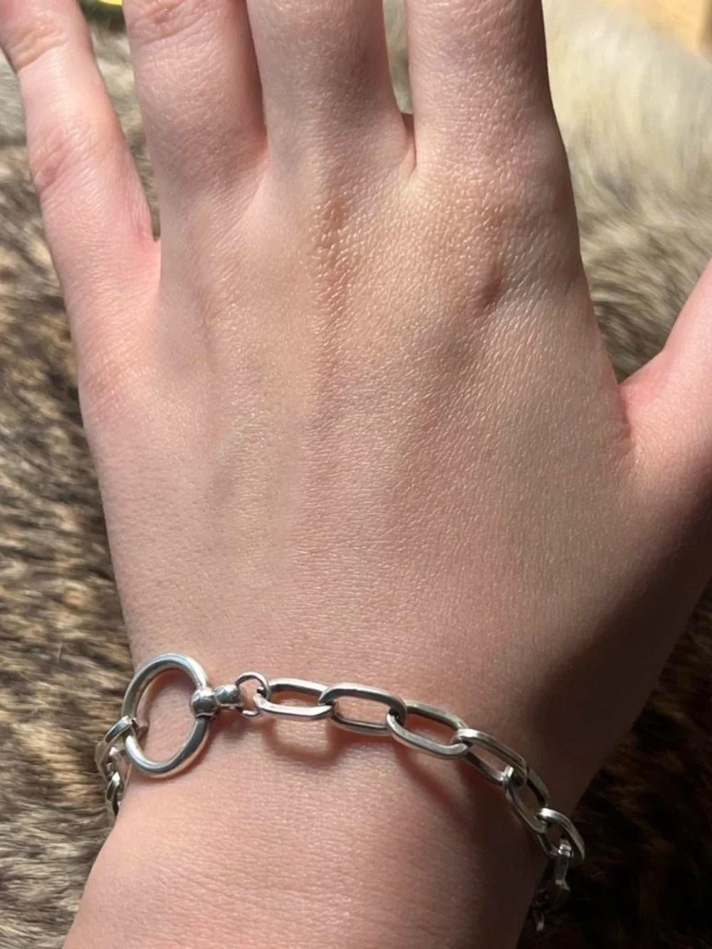 Sterling silver large link chain bracelet